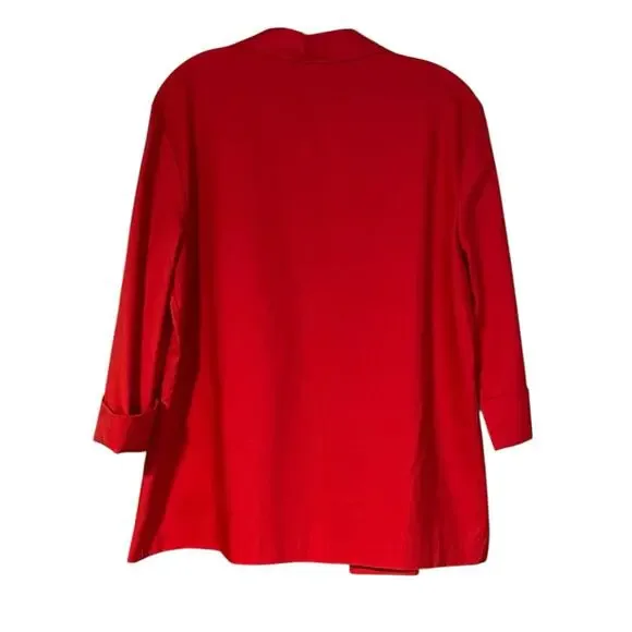 Vintage Womens Random Sportswear Size 16 Red 3/4 Sleeve Open Front Blazer Pocket - Picture 3 of 7